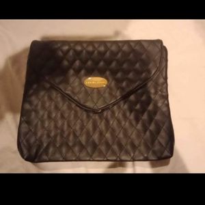Adrian Arpel - Black quilted snap front Makeup/ toiletry bag with 2  clear inner